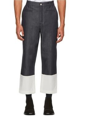 Loewe Mens Fisherman Marino *Dark Navy* Cuffed Cotton Jeans NWT EU 48 US 32
